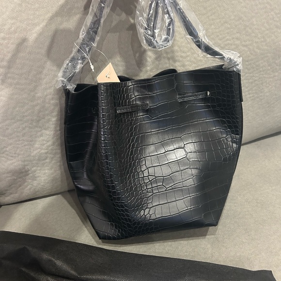 Shoulder unlined bucket bag faux croc black - Picture 6 of 6